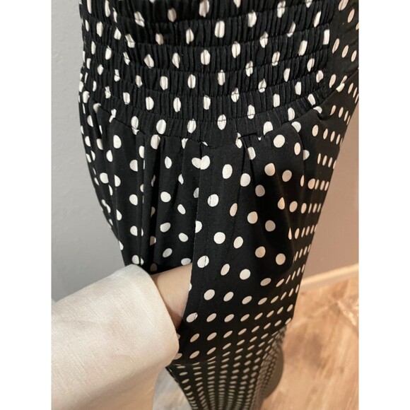 Calessa Women's Polka Dot Wide Leg Pull On Stretch Knit Pants size S Smocked - Picture 6 of 10